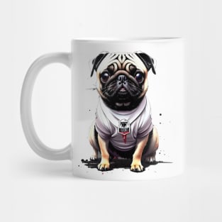 The Playful Pug: Ready for Action in a White Jersey Mug